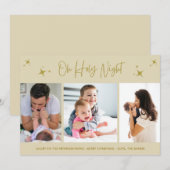 Oh Heilige Nachtelijke Religieuze Drie Foto Famili Feestdagenkaart (Voorkant / Achterkant)