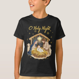 Oh Heilige Nachtelijke Religieuze Kerstkerst Scene T-shirt