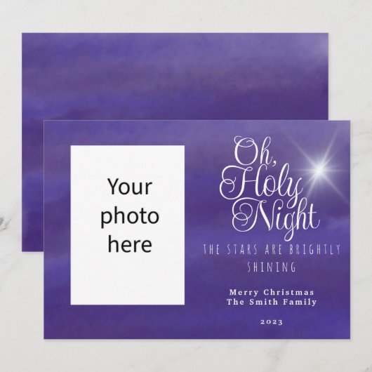 Oh Heilige Nachtfoto kerstfeestdag Feestdagenkaart (Voorkant / Achterkant)