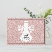 Oh Heilige Nativiteit Angel Glitter Flat Kaart (Staand voorkant)