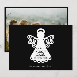 Oh Heilige Night Angel Foto Black White Kerstmis