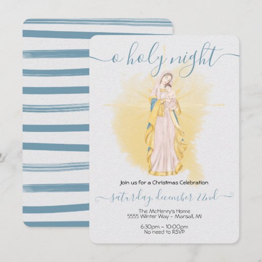 Oh Heilige Night Madonna en Baby Jezus Kerstmis Kaart (Voorkant / Achterkant)