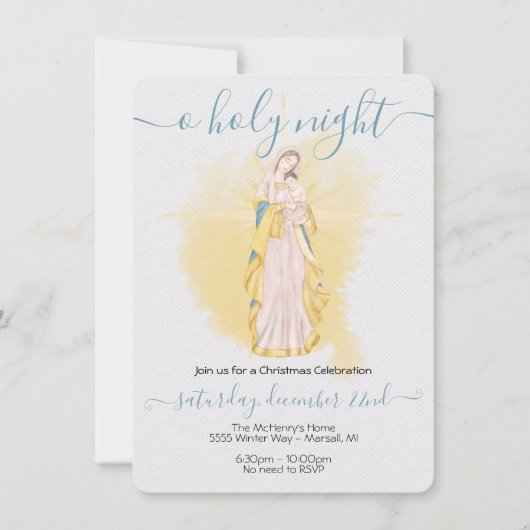 Oh Heilige Night Madonna en Baby Jezus Kerstmis Kaart (Voorkant)