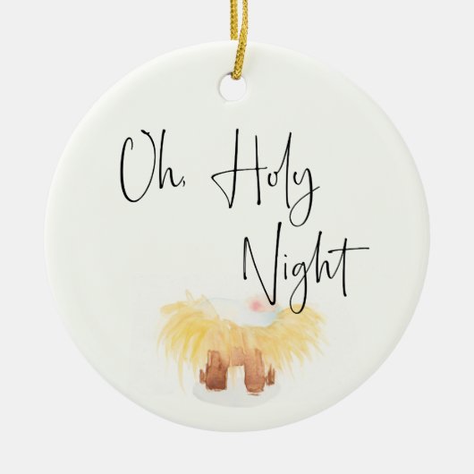 Oh Heilige Night Manger Scene kerstversiering Keramisch Ornament (Voorkant)