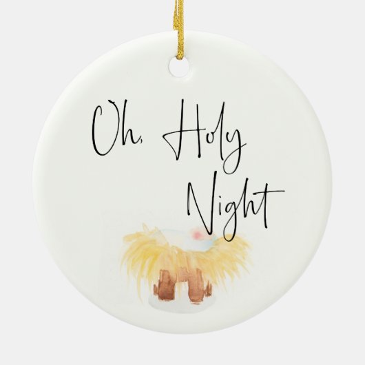 Oh Heilige Night Manger Scene kerstversiering Keramisch Ornament (Achterkant)