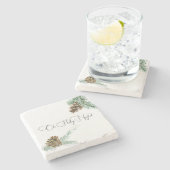 Oh Heilige Night Pine Cone & Bough Kerstmis Stenen Onderzetter (Zijkant)