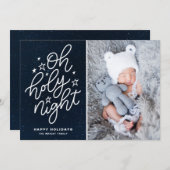 Oh Heilige Night Script Sterrennacht kerstfoto Feestdagenkaart (Voorkant / Achterkant)