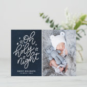 Oh Heilige Night Script Sterrennacht kerstfoto Feestdagenkaart (Staand voorkant)