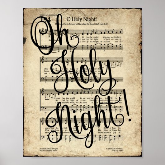 Oh Heilige Night Scripted  Hymn Poster (Voorkant)