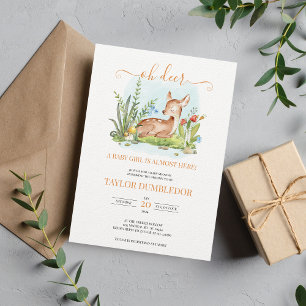 Oh herder Girl Baby shower Flowers Spring Uitnodig Kaart