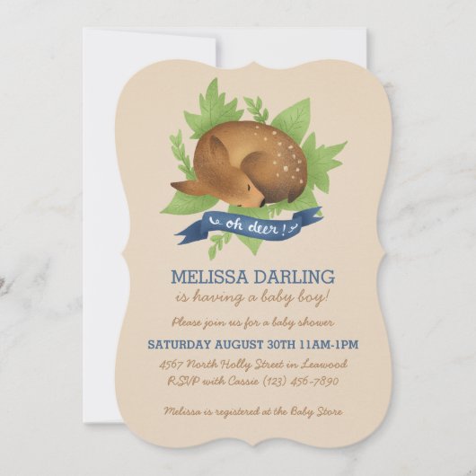 "Oh hert!" Baby shower Cute Woodland ThMED Boy Kaart (Voorkant)