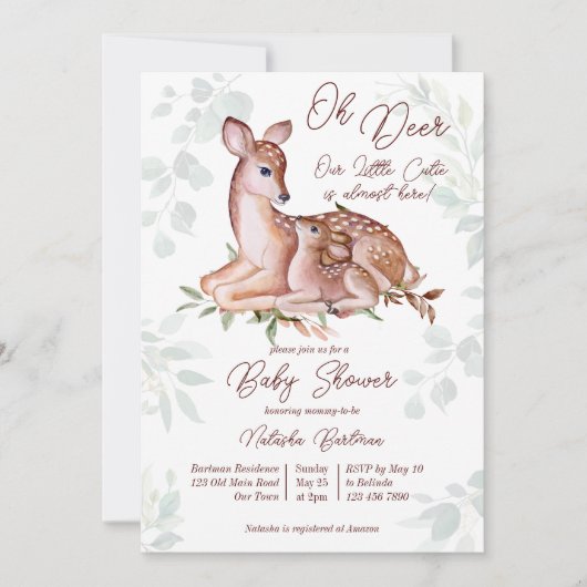 Oh hert baby shower sjabloon kaart (Voorkant)