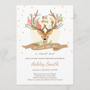 Oh hert baby shower uitnodiging Woodland Antlers