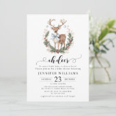 Oh hert boog winter kerst baby jongen douche kaart (Staand voorkant)