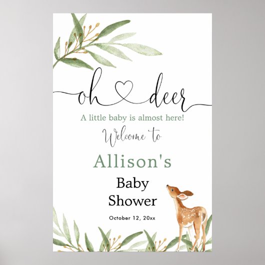 Oh hert genderneutraal baby shower welkom poster (Voorkant)