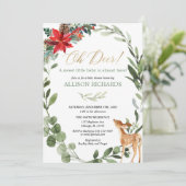 Oh hert genderneutraal kerstbaby shower kaart (Staand voorkant)