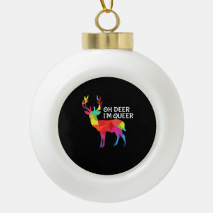 Oh Hert Grappige Regenboog Puns LGBT Pride Design Keramische Bal Ornament