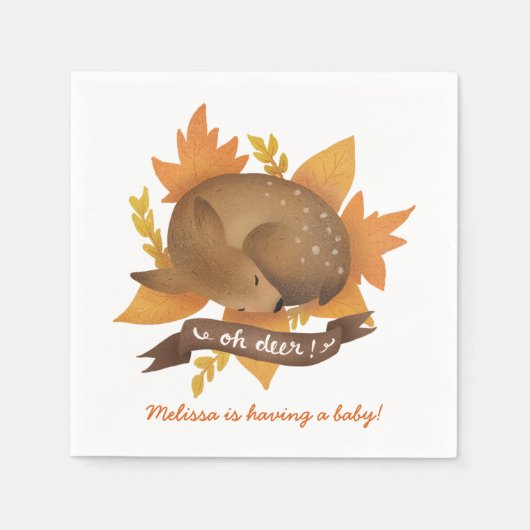 Oh hert! Herfst Woodland Thormal Neutral Baby show Servetten (Voorkant)