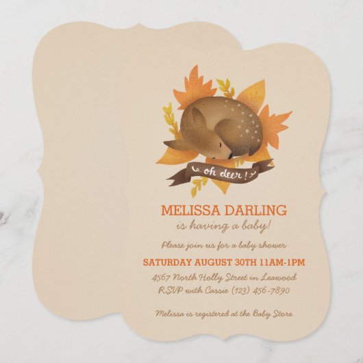 "Oh hert!" Herfst Woodland Veronderd Baby shower Kaart (Voorkant / Achterkant)