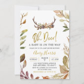 Oh hert herfstbladeren jongen baby shower uitnodig kaart (Voorkant)