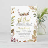 Oh hert herfstbladeren jongen baby shower uitnodig kaart (Staand voorkant)