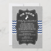 Oh hert hertje baby feestje navy grijs wit kaart (Voorkant)