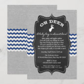 Oh hert hertje baby feestje navy grijs wit kaart (Voorkant / Achterkant)