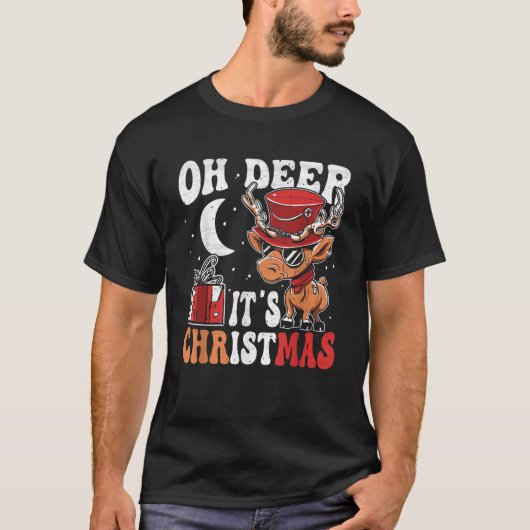 Oh Hert Het is Kerstmis Grappige Rendier Steampunk T-shirt (Voorkant)