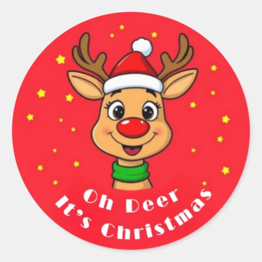 Oh Hert, het is Kerstmis Ronde Sticker (Voorkant)