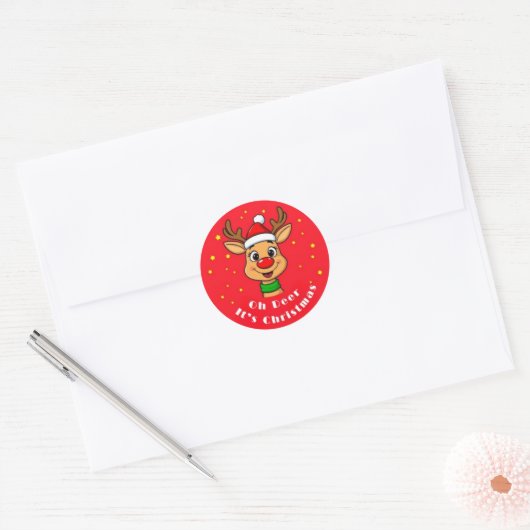Oh Hert, het is Kerstmis Ronde Sticker (Envelop)