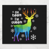 Oh hert ik ben queer grappig lgbt gay lesbisch ker sparkling wijnetiket (Enkel label)