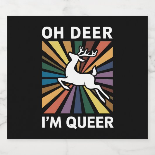 Oh hert ik ben queer regenboog lgbt pride gay lesb bier etiket (Enkel label)