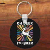 Oh hert ik ben queer regenboog lgbt pride gay lesb sleutelhanger (Voorkant)