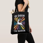 Oh hert ik ben queer regenboog lgbt pride gay lesb tote bag (Dichtbij)
