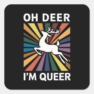 Oh hert ik ben queer regenboog lgbt pride gay lesb vierkante sticker