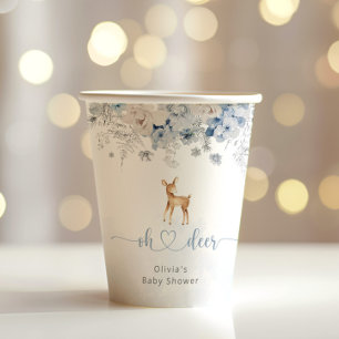Oh hert is een jongen winterblauw baby shower papieren bekers