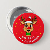 Oh Hert Is Kerst Knop Ronde Button 7,6 Cm (Voorkant /achterkant)