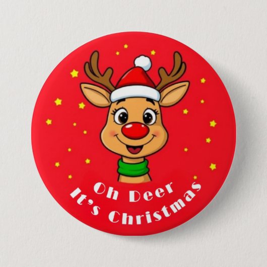 Oh Hert Is Kerst Knop Ronde Button 7,6 Cm (Voorkant)