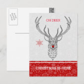Oh hert Kerstmis hier Feestdagenkaart (Voorkant / Achterkant)