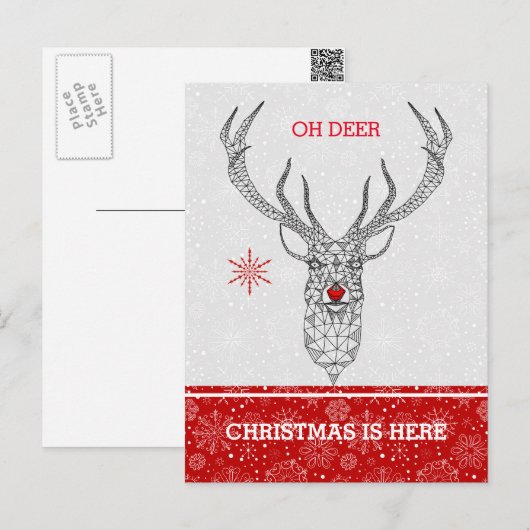 Oh hert Kerstmis hier Feestdagenkaart (Voorkant / Achterkant)