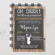 OH Hert! Kleine Bok Buffalo Plaid Baby Shower