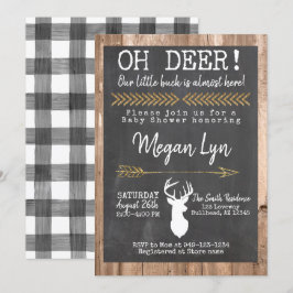 OH Hert! Kleine Bok Buffalo Plaid Baby Shower Kaart