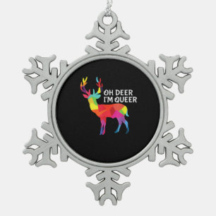 Oh hert queer grappige woordspeling LGBT trots ont Tin Sneeuwvlok Ornament