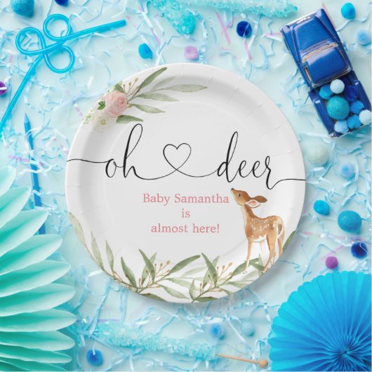 Oh hert roze goudgroene herten baby shower papieren bordje (Feest)