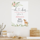 Oh hert roze meisje baby shower welkom bord poster (Keuken)