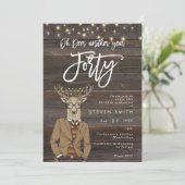 Oh hert rustic wood lichtjes 40e verjaardag kaart (Staand voorkant)