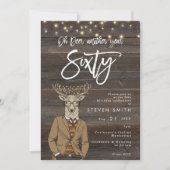 Oh hert rustic wood lichtjes 60e verjaardag kaart (Voorkant)