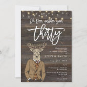 oh hert rustic wood lichtte 30e verjaardag kaart (Voorkant)