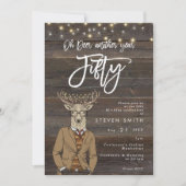 Oh hert rustieke houten lichten 50e verjaardag kaart (Voorkant)