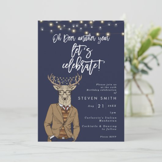 Oh hert rustieke marine verjaardagsfeest verlichti kaart (Staand voorkant)